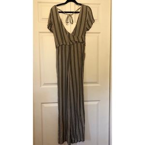 francesca's striped jumpsuit